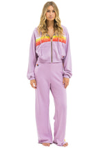Retro 5 STRIPE WIDE LEG POCKET SWEATPANTS - MAUVE WHITE NEON