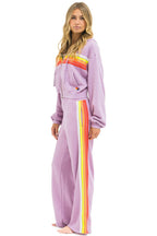 Retro 5 STRIPE CROPPED ZIP HOODIE RELAXED - MAUVE WHITE NEON