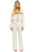 Retro 5 STRIPE CROPPED ZIP HOODIE RELAXED - VINTAGE WHITE WHITE NEON