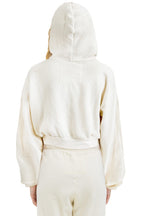 Retro SUNSET PATCH RELAXED CROPPED ZIP HOODIE - VINTAGE WHITE