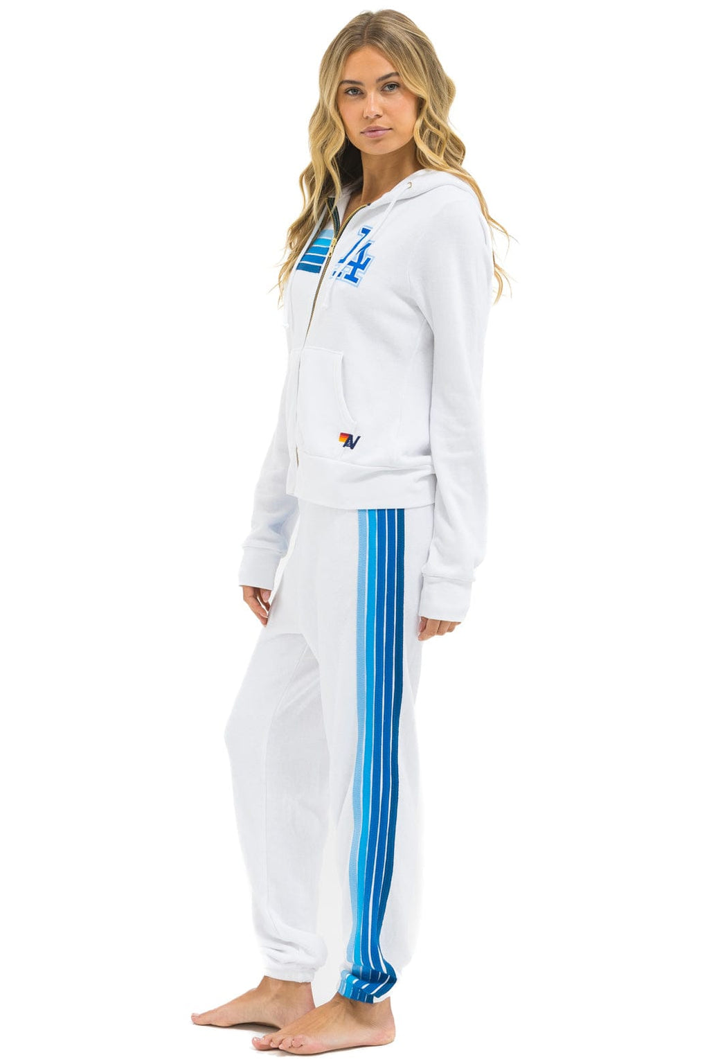 Retro LOS ANGELES DODGERS 5 STRIPE SWEATPANTS - WHITE BLUE