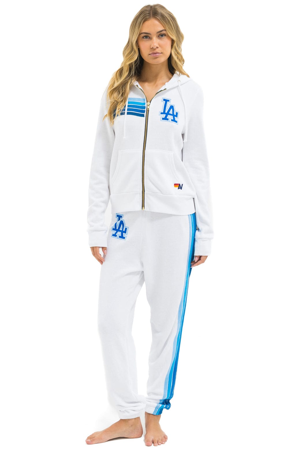 Retro LOS ANGELES DODGERS 5 STRIPE SWEATPANTS - WHITE BLUE