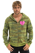 Retro HEART 2 HOODIE - CAMO NEON PINK