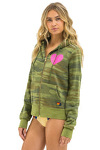 Retro HEART 2 HOODIE - CAMO NEON PINK