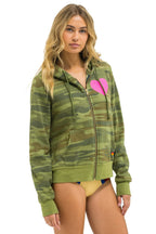 Retro HEART 2 HOODIE - CAMO NEON PINK