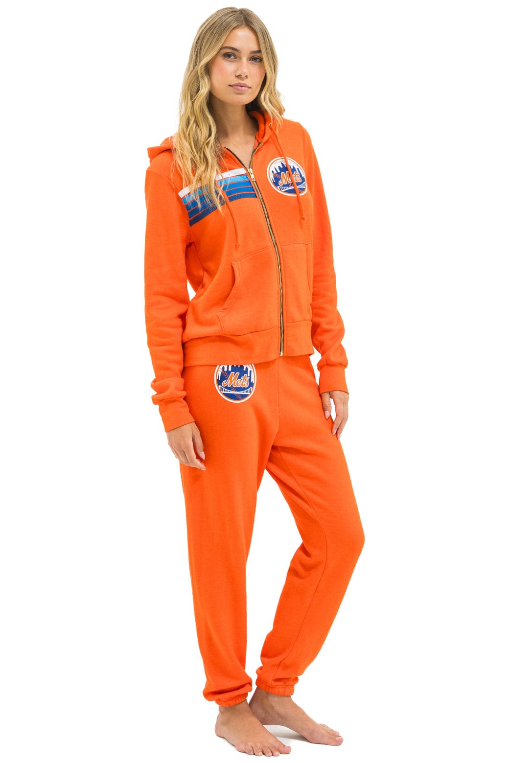 Retro NY METS 5 STRIPE UNISEX SWEATPANTS - ORANGE BLUE