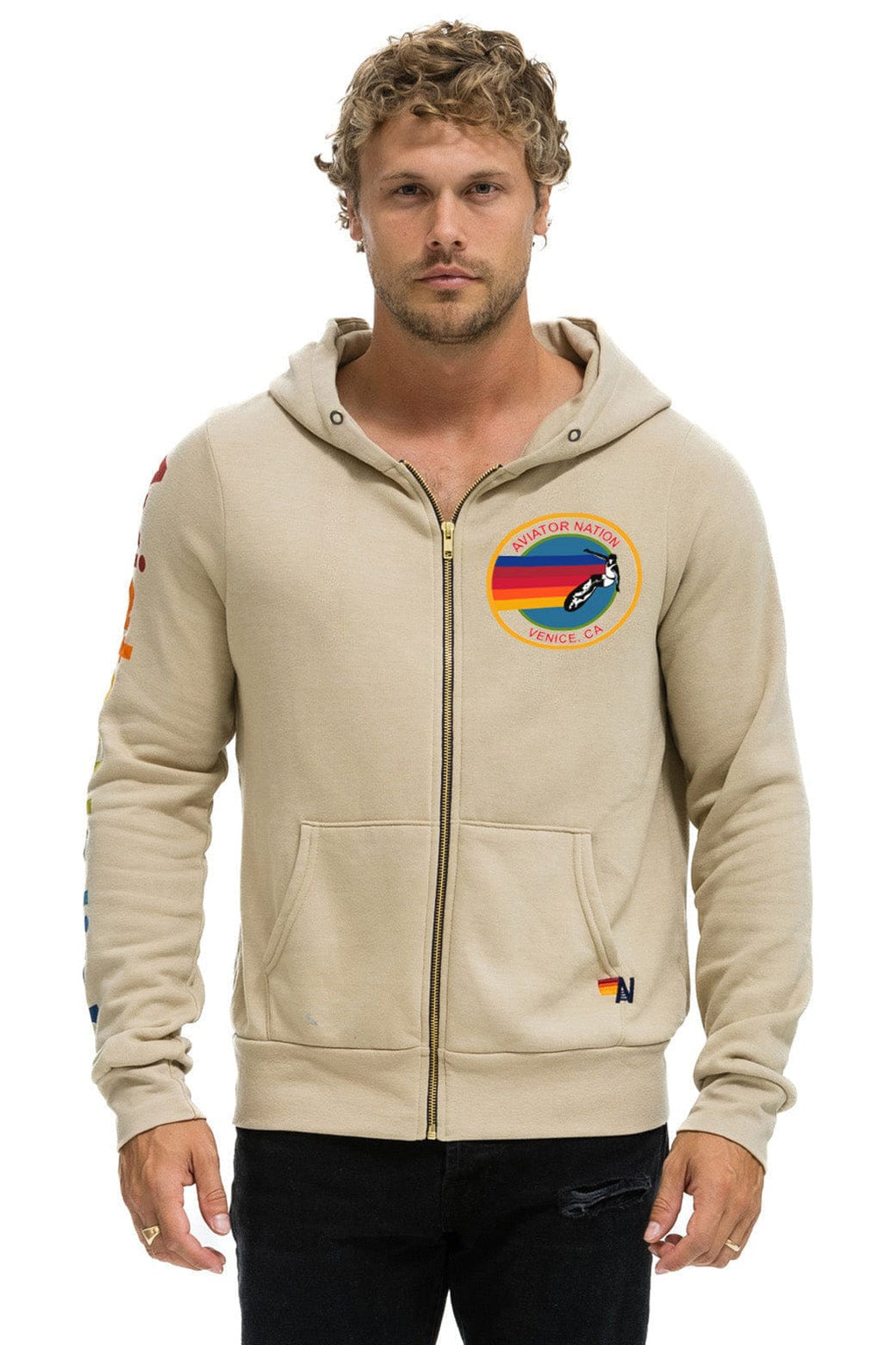 Retro AVIATOR NATION VENICE HOODIE - SAND
