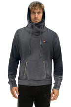 Retro NINJA PULLOVER HOODIE - FADED SMOKE