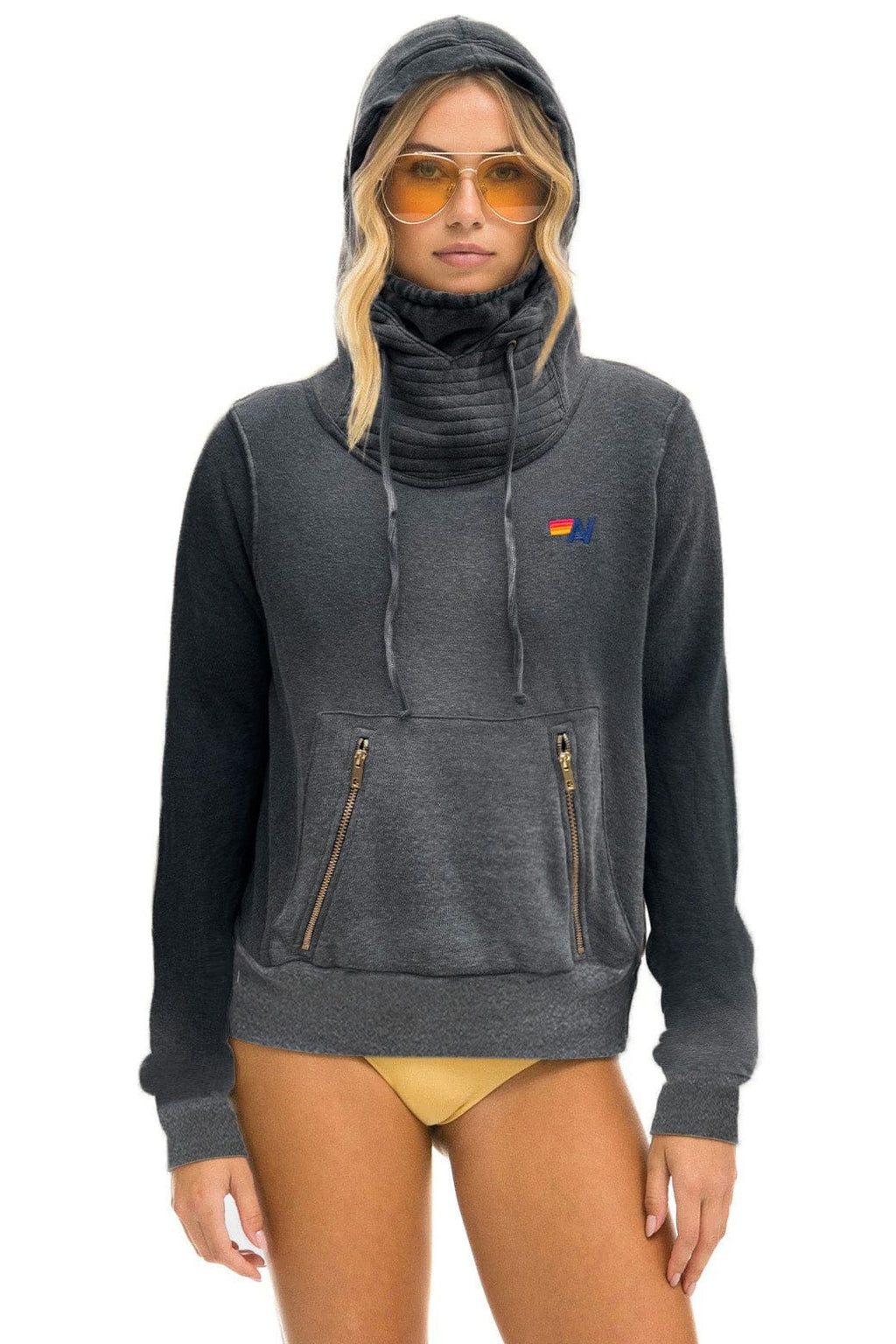Retro NINJA PULLOVER HOODIE - FADED SMOKE
