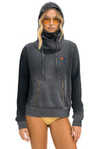 Retro NINJA PULLOVER HOODIE - FADED SMOKE