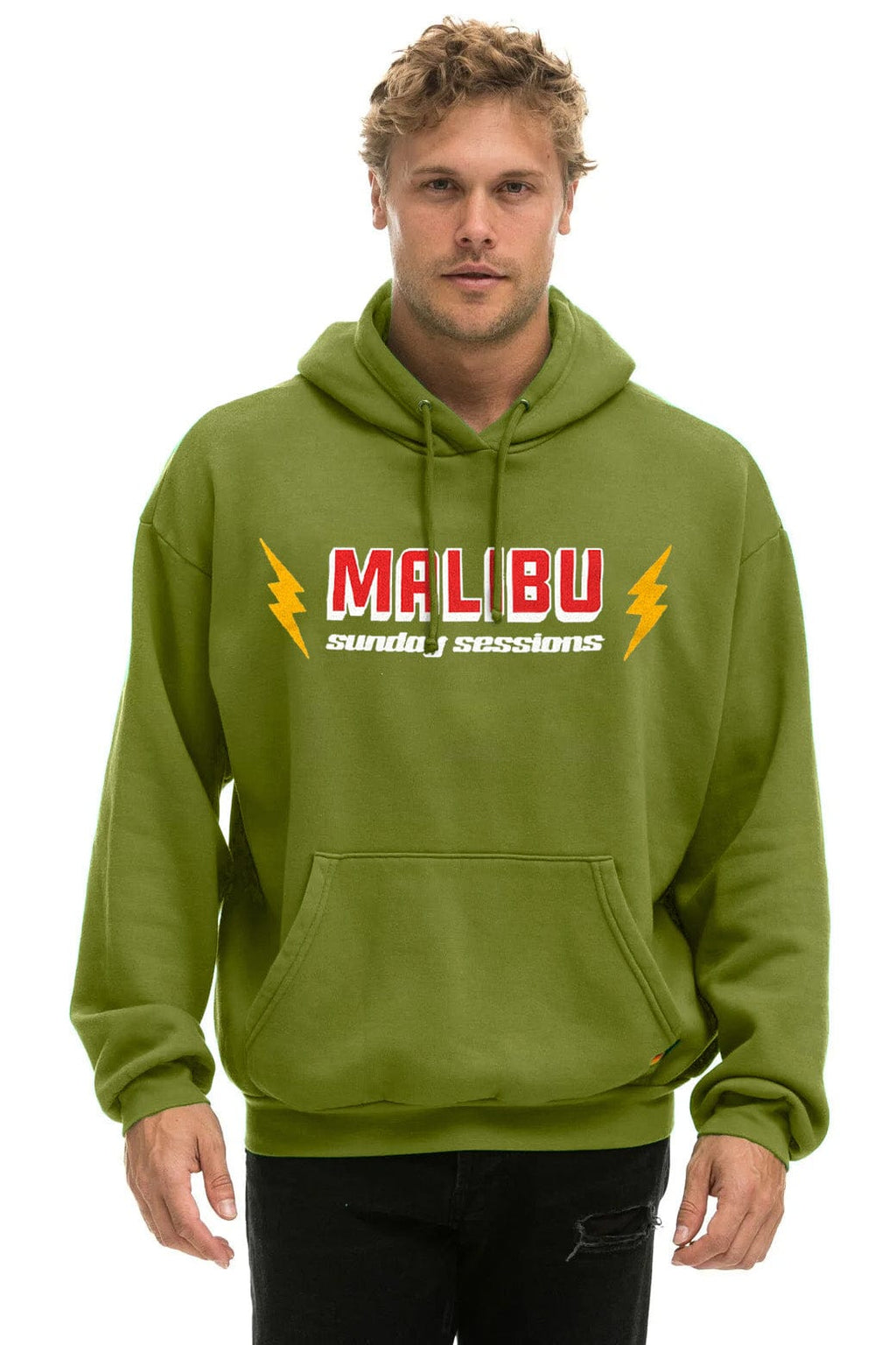 Retro DREAMLAND MALIBU SUNDAY SESSIONS PULLOVER HOODIE RELAXED - JUNGLE GREEN
