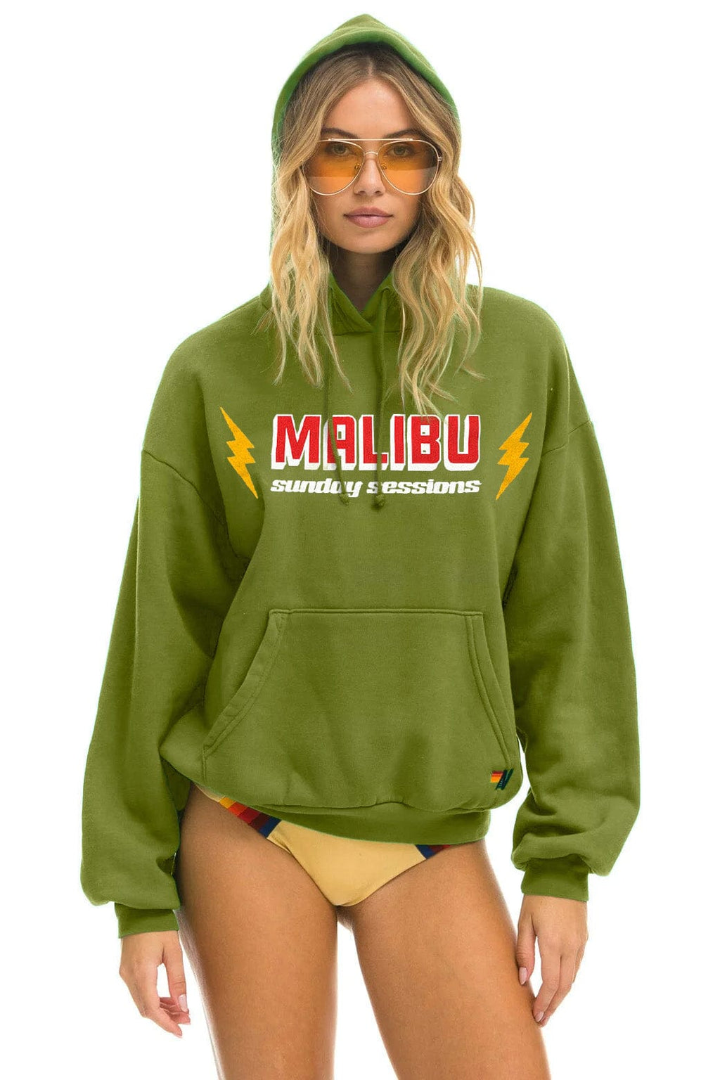 Retro DREAMLAND MALIBU SUNDAY SESSIONS PULLOVER HOODIE RELAXED - JUNGLE GREEN