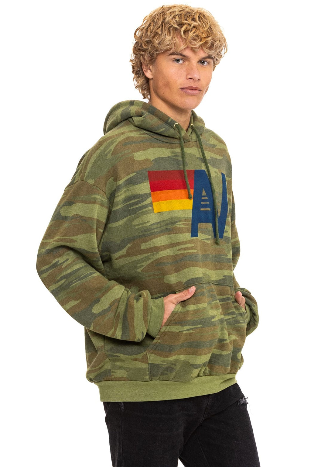 Retro LOGO PULLOVER RELAXED HOODIE - CAMO