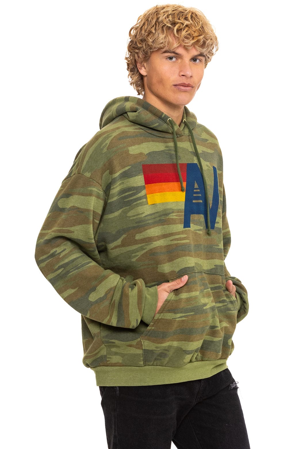 Retro LOGO PULLOVER RELAXED HOODIE - CAMO