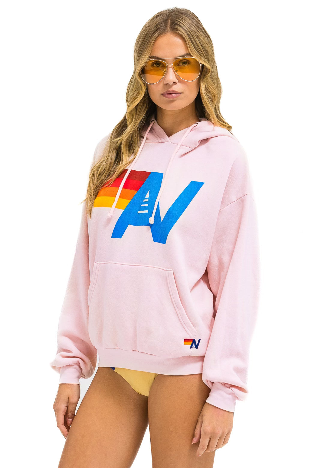Retro LOGO PULLOVER RELAXED HOODIE - LIGHT PINK