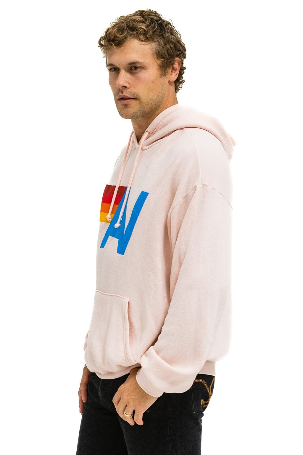 Retro LOGO PULLOVER RELAXED HOODIE - LIGHT PINK
