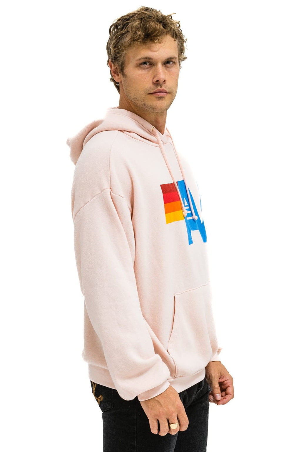 Retro LOGO PULLOVER RELAXED HOODIE - LIGHT PINK