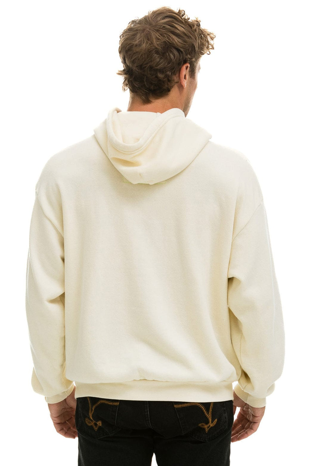 Retro SUNSET PATCH PULLOVER RELAXED HOODIE - VINTAGE WHITE