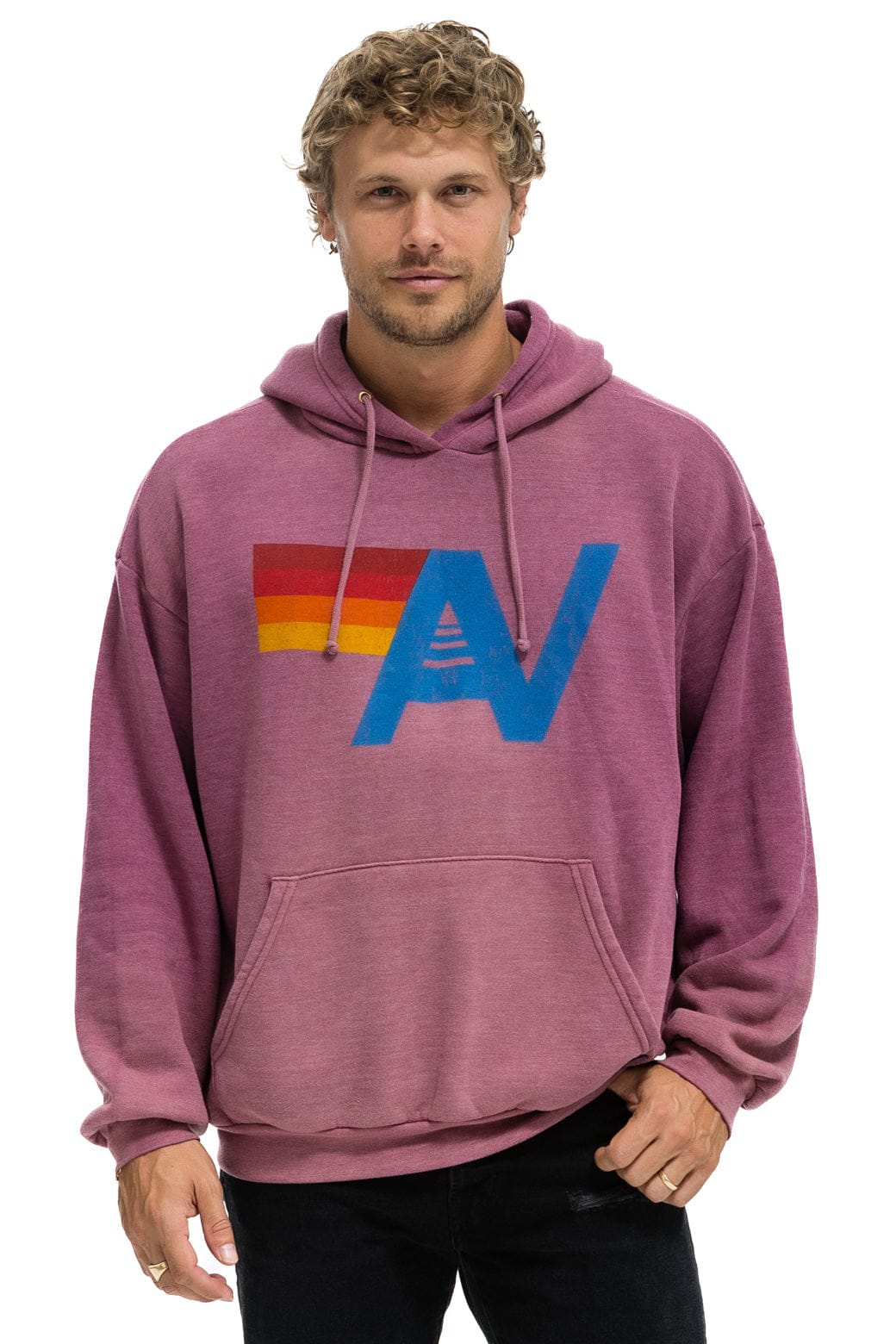 Retro VINTAGE LOGO RELAXED PULLOVER HOODIE - FADED BERRY