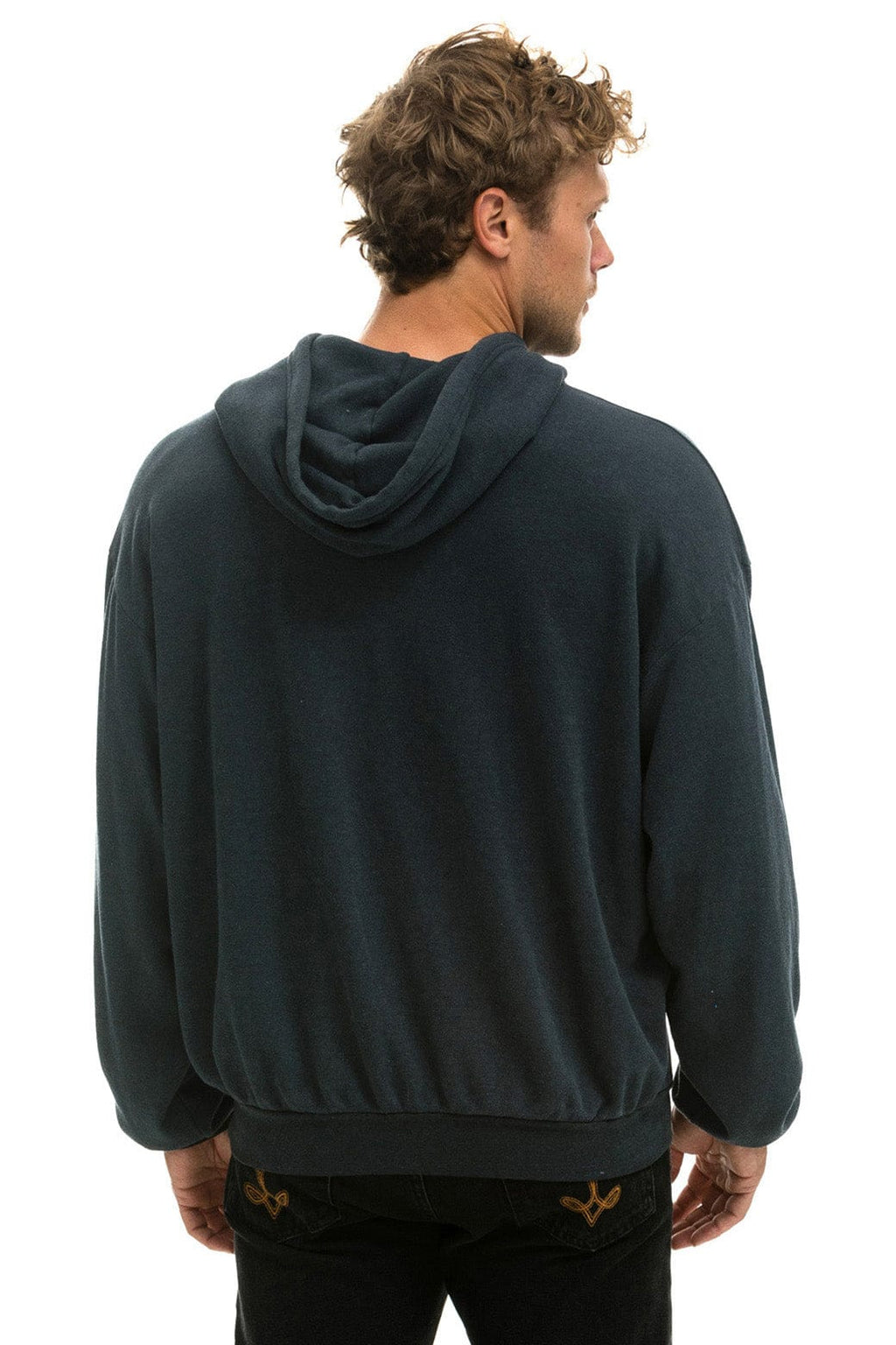 Retro WAVE STRIPE 4 PULLOVER HOODIE RELAXED - CHARCOAL CHARCOAL