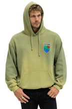 Retro CALIFORNIA PALM PATCH PULLOVER RELAXED HOODIE - FADED ARMY