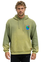 Retro CALIFORNIA PALM PATCH PULLOVER RELAXED HOODIE - FADED ARMY