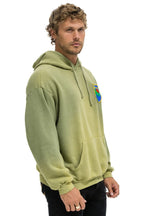 Retro CALIFORNIA PALM PATCH PULLOVER RELAXED HOODIE - FADED ARMY