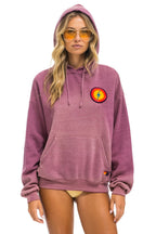 Retro BOLT BULLSEYE PATCH PULLOVER RELAXED HOODIE - FADED BERRY