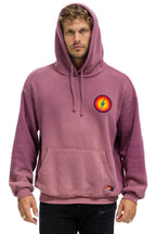 Retro BOLT BULLSEYE PATCH PULLOVER RELAXED HOODIE - FADED BERRY