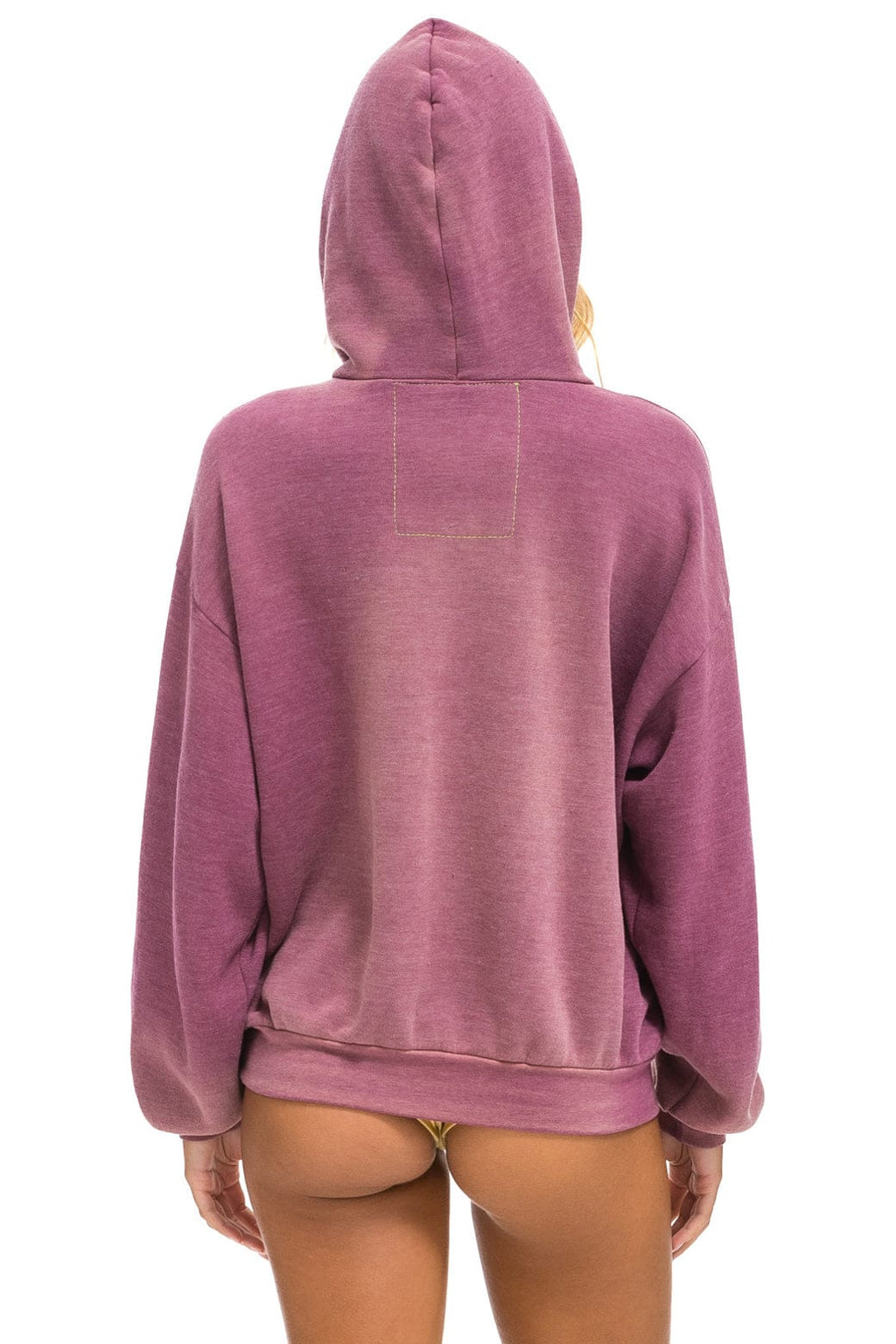 Retro BOLT BULLSEYE PATCH PULLOVER RELAXED HOODIE - FADED BERRY
