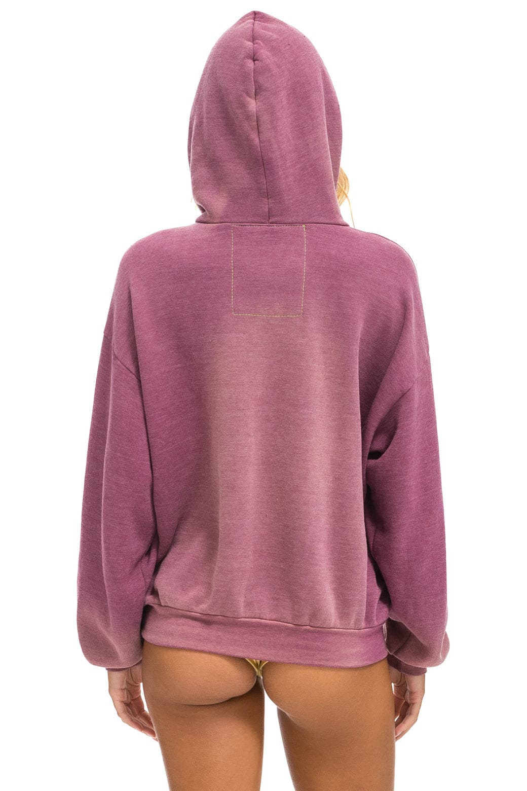 Retro BOLT BULLSEYE PATCH PULLOVER RELAXED HOODIE - FADED BERRY
