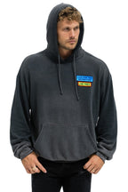 Retro LIVE FREE ADVENTURE PATCH PULLOVER RELAXED HOODIE - FADED SMOKE