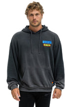 Retro LIVE FREE ADVENTURE PATCH PULLOVER RELAXED HOODIE - FADED SMOKE