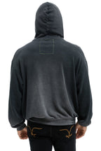 Retro LIVE FREE ADVENTURE PATCH PULLOVER RELAXED HOODIE - FADED SMOKE