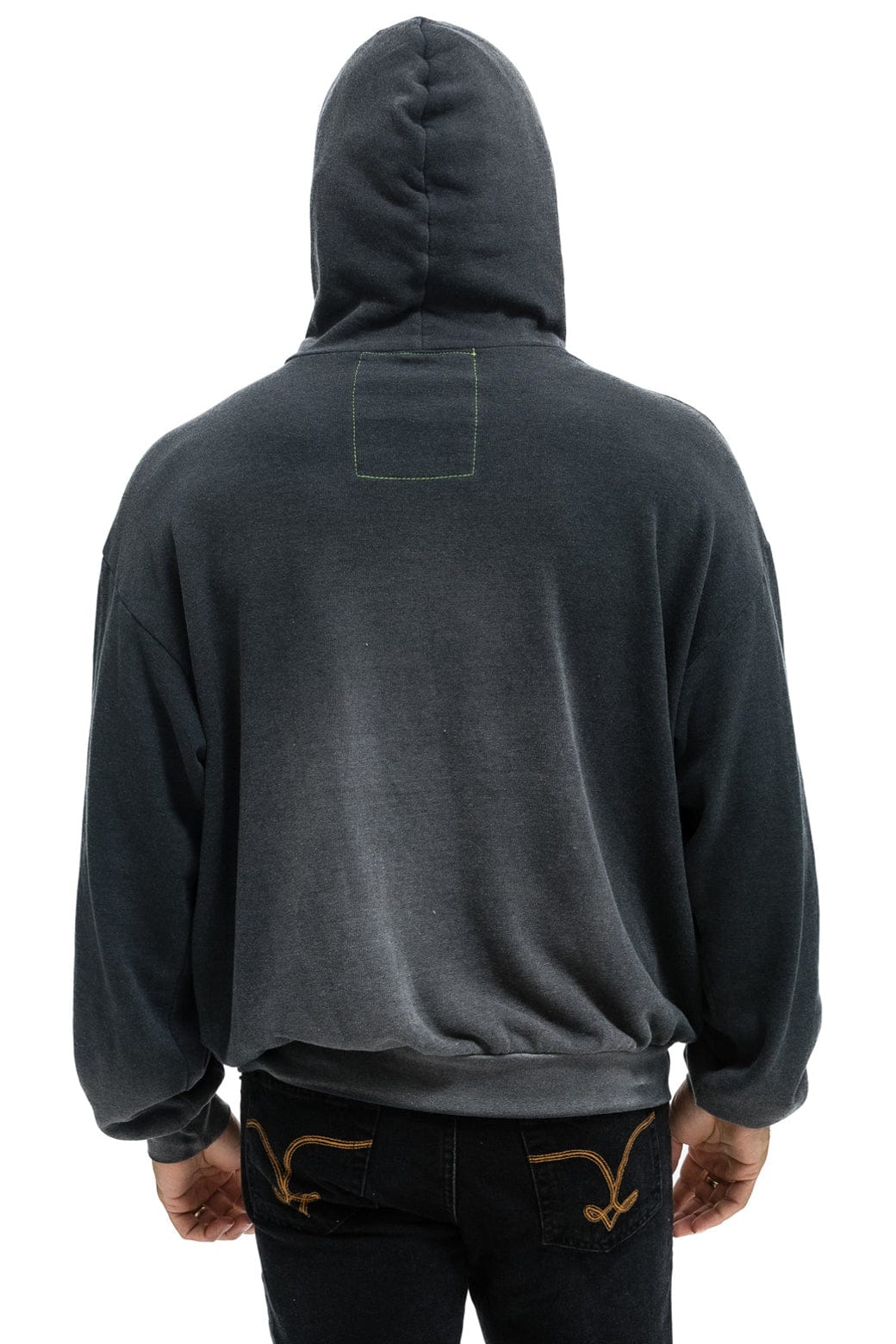 Retro LIVE FREE ADVENTURE PATCH PULLOVER RELAXED HOODIE - FADED SMOKE