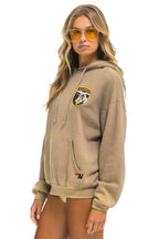 Retro CALIFORNIA SURFER PATCH PULLOVER RELAXED HOODIE - FADED TAN