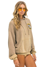 Retro CALIFORNIA SURFER PATCH PULLOVER RELAXED HOODIE - FADED TAN