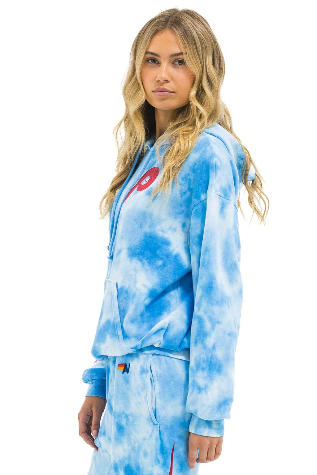 Retro PHILLIES HAND DYED RELAXED PULLOVER HOODIE - TIE DYE BLUE
