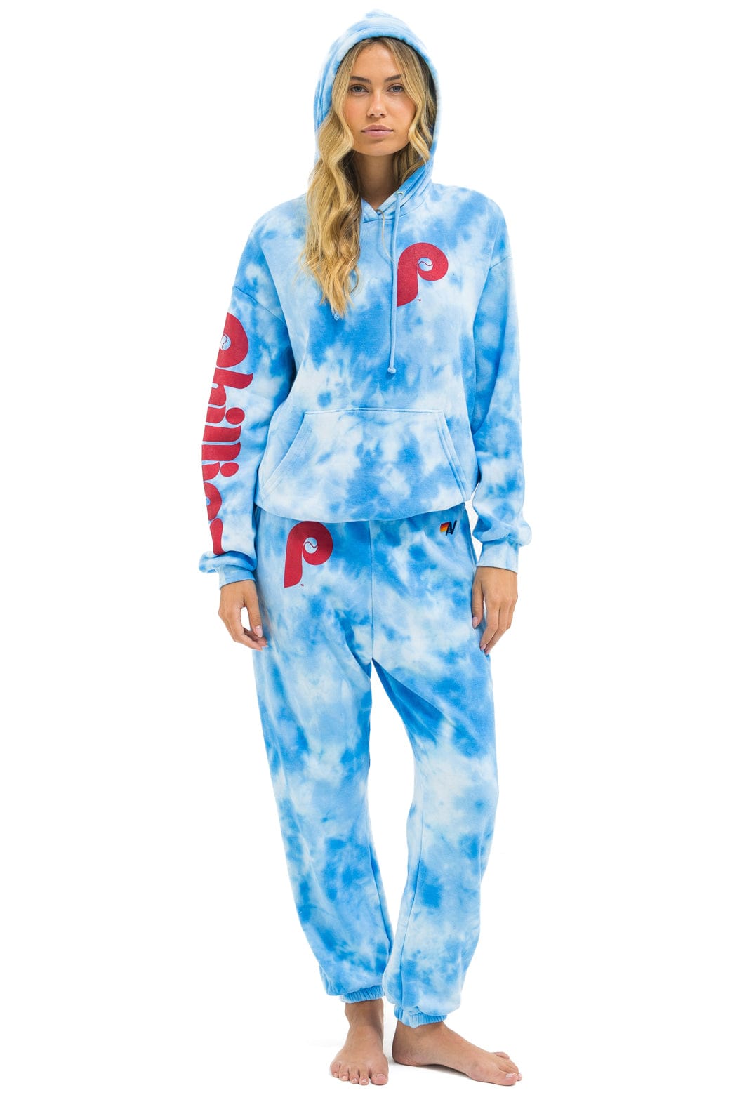 Retro PHILLIES HAND DYED SWEATPANTS - TIE DYE BLUE