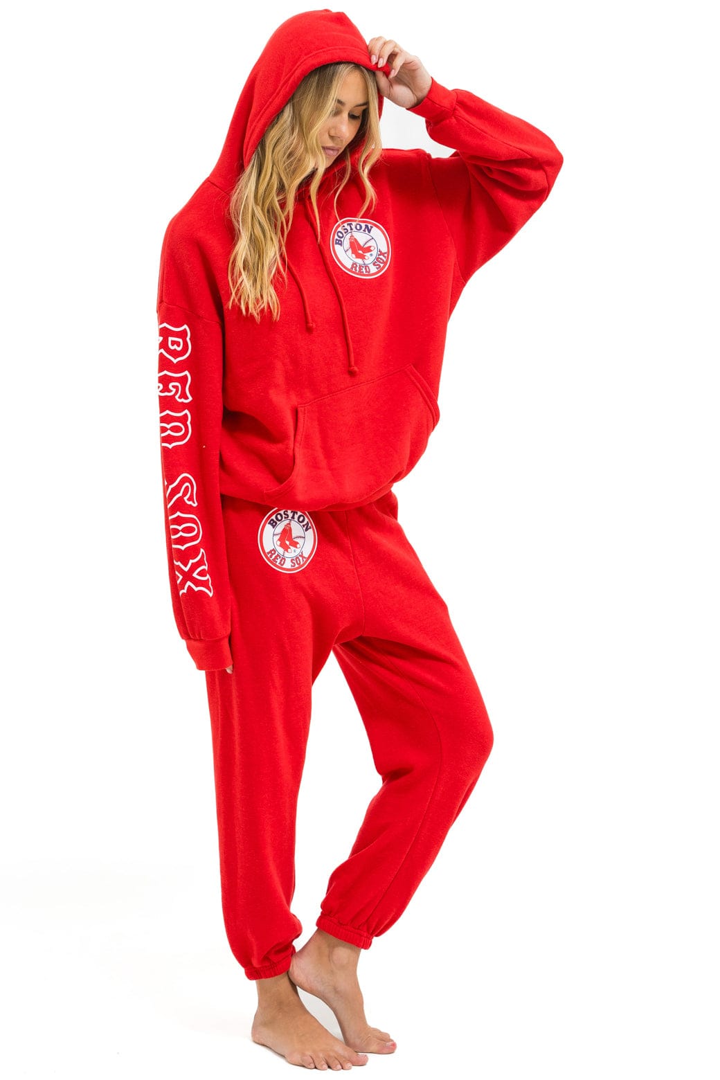 Retro RED SOX RELAXED PULLOVER HOODIE - RED