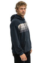 Retro WAVE STRIPE 4 PULLOVER HOODIE RELAXED - CHARCOAL CHARCOAL