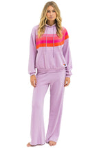 Retro WAVE STRIPE 4 PULLOVER HOODIE RELAXED - MAUVE MAGENTA ORANGE