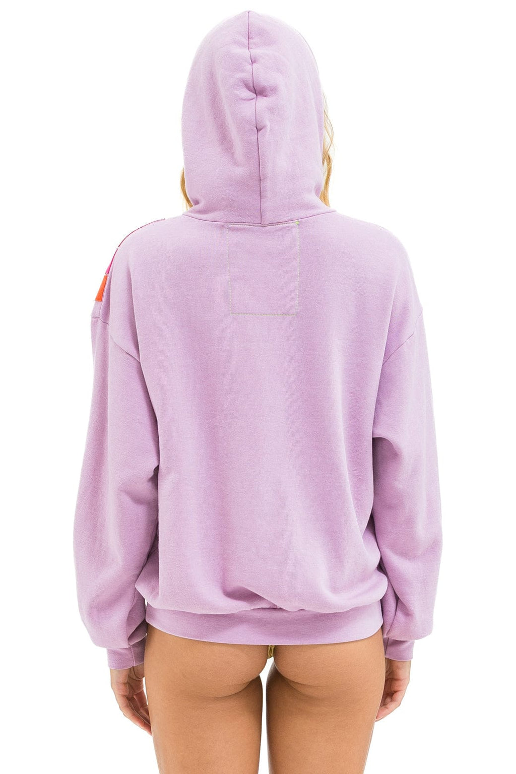 Retro WAVE STRIPE 4 PULLOVER HOODIE RELAXED - MAUVE MAGENTA ORANGE