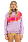 Retro WAVE STRIPE 4 PULLOVER HOODIE RELAXED - MAUVE MAGENTA ORANGE
