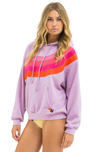 Retro WAVE STRIPE 4 PULLOVER HOODIE RELAXED - MAUVE MAGENTA ORANGE