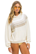 Retro WAVE STRIPE 4 PULLOVER HOODIE RELAXED - VINTAGE WHITE VINTAGE WHITE