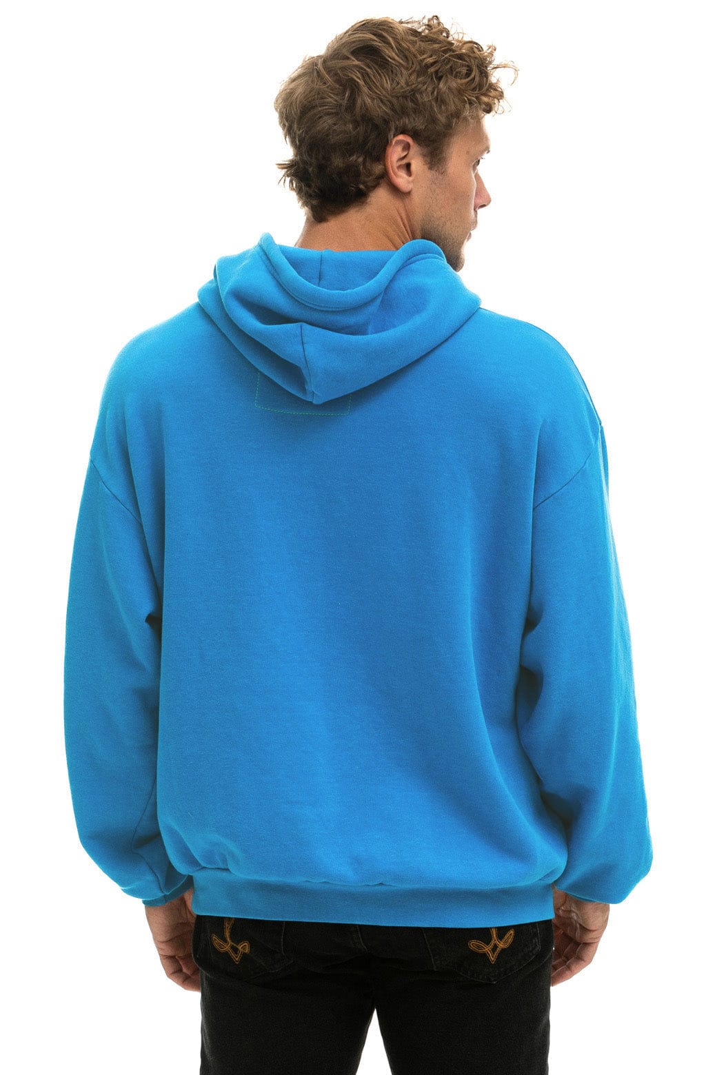 Retro CROSS STRIPE RELAXED PULLOVER HOODIE - COBALT BLUE