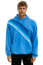 Retro CROSS STRIPE RELAXED PULLOVER HOODIE - COBALT BLUE