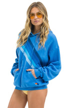 Retro CROSS STRIPE RELAXED PULLOVER HOODIE - COBALT BLUE
