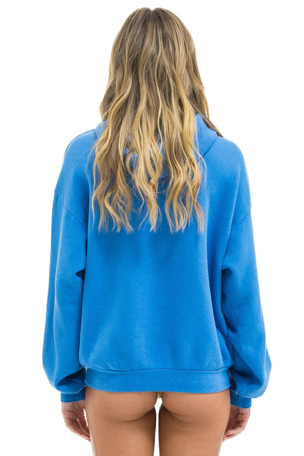 Retro CROSS STRIPE RELAXED PULLOVER HOODIE - COBALT BLUE